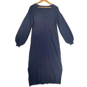 Belldini Knit Long Sleeve V-neck Maxi Dress in Blue for Women - Medium